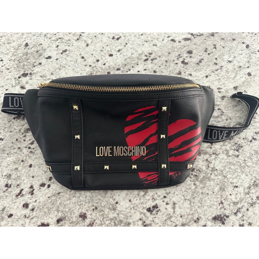 Love Moschino Studded Heart Belt Fanny Waist Bag